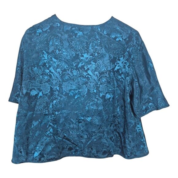 Victoria's Secret Vintage 90s Teal Floral Pajama Top Grandmacore Size Medium - Picture 2 of 3
